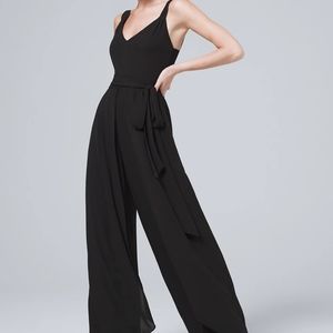 White House Black Market Slit Detail V Neck Jumpsuit
